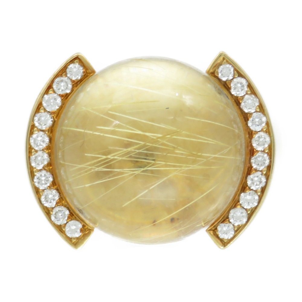 新品同様 ルチレイテッドクオーツ ルチル リング指輪 K18イエローゴールド/ダイヤモンド/ルチルクオーツ 10号 ゴールド 0082【中古】 レディース