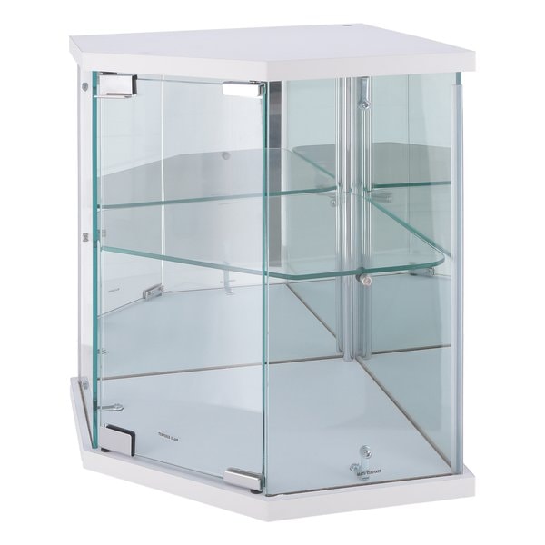 卓上ガラスコレクションケース コーナー/ホワイト 63947
