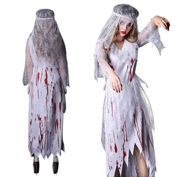 ハロウィン 衣装 レディース 大人 ホラー 幽霊 花嫁 鬼 おに おばけ　ヴァンパイア　ゾンビ　デビル コスム　仮装　変装 女性用 コスプレ 衣装 血まみれ ゾンビ花嫁 舞台 演出服