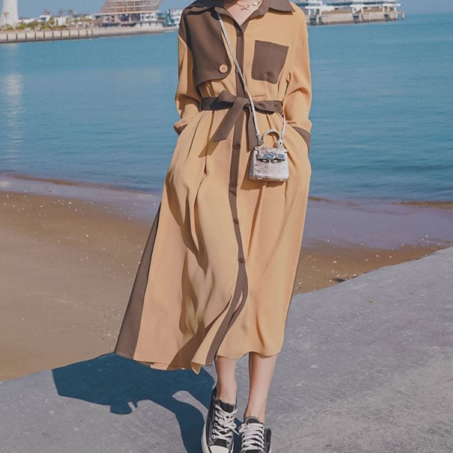 大流行のワンピース レディース シャツワンピ 長袖 春秋 フレンチ 9818