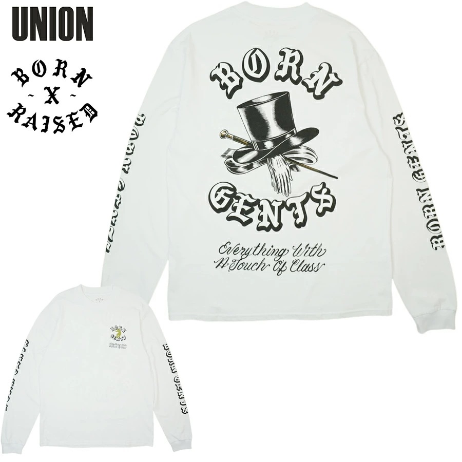メンズ レディース 長袖Tシャツ【クリックポスト対応可】Born x Raised × Union Born Gents ロングスリーブTシャツボーンアンドレイズド ユニオン