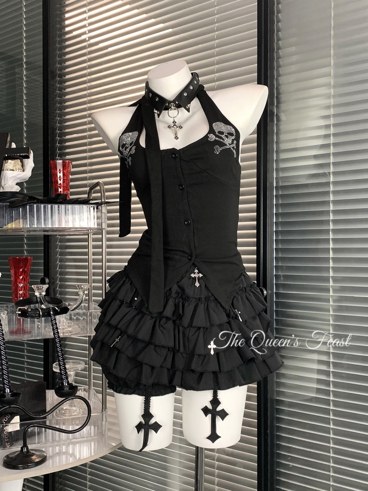 ハロウィン コスプレ ホルターネックトップス レイヤードショーツ ダーク系 ハロウィン