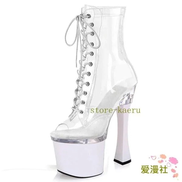 ハイヒール サンダル レースアップ レディース 大きいサイズ ピンヒール ストーム 防水 オープントゥ ポインテッドトゥ サンダルブーツ