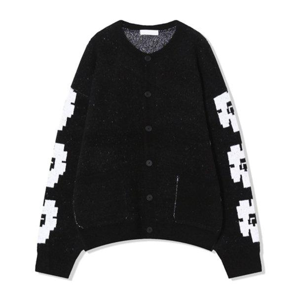 メンズルーズフィットデイジーラウンドニットカーディガン AC-CA-Q047-ブラック