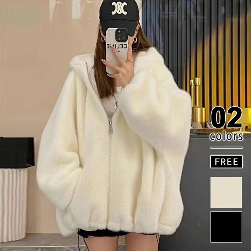 ファーコート ふわふわフェイクラビットファー ボアブルゾン ボアジャケット アウター冬 ボアコート 大きいサイズ ボア フェイク ファー オーバーサイズ ショート丈