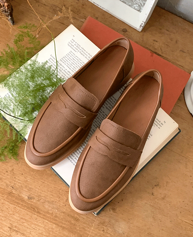 [MILOVANY] 本革ディーン スリムライン ペニー ローファー2cm