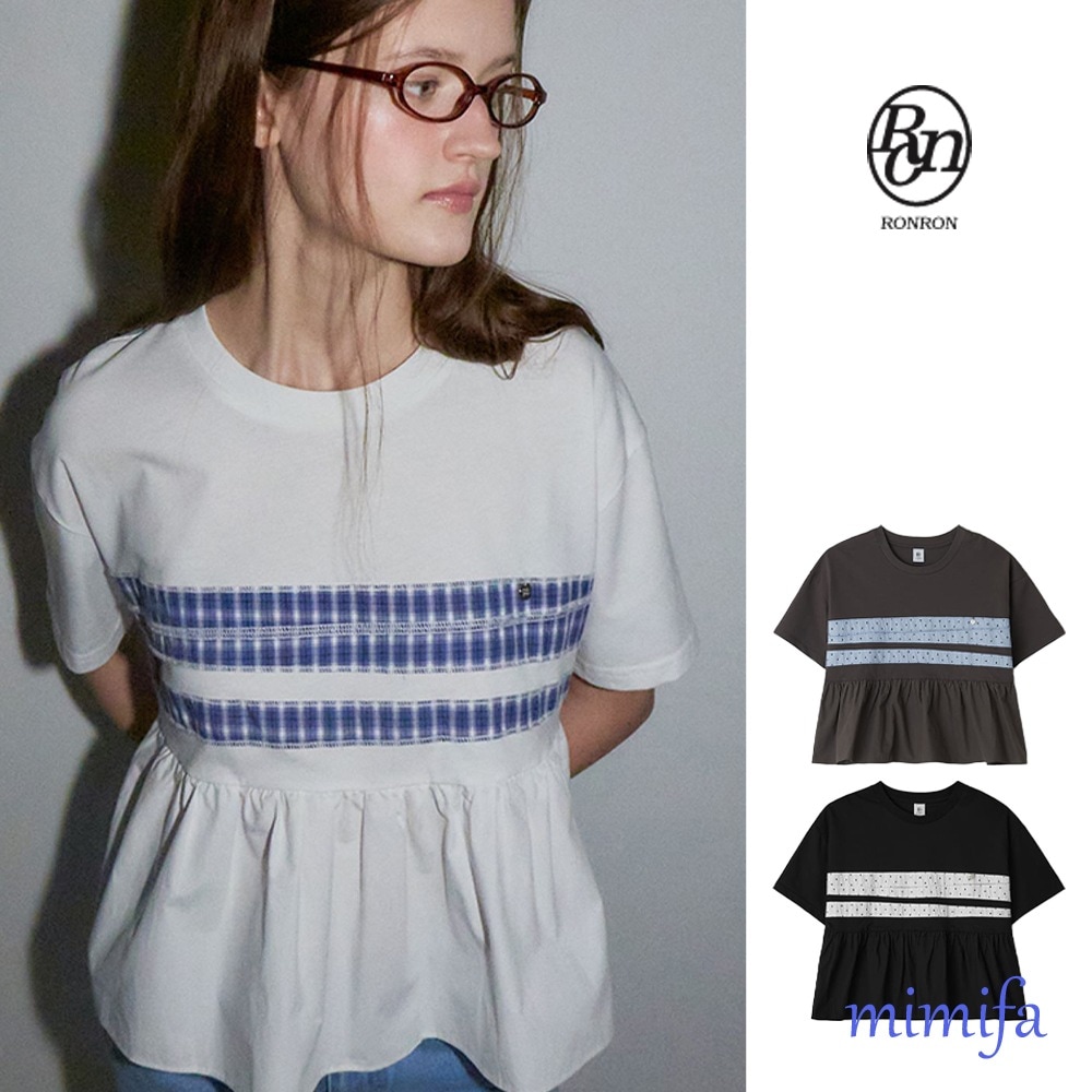 パッチワーク ラッフル 半袖 Tシャツ