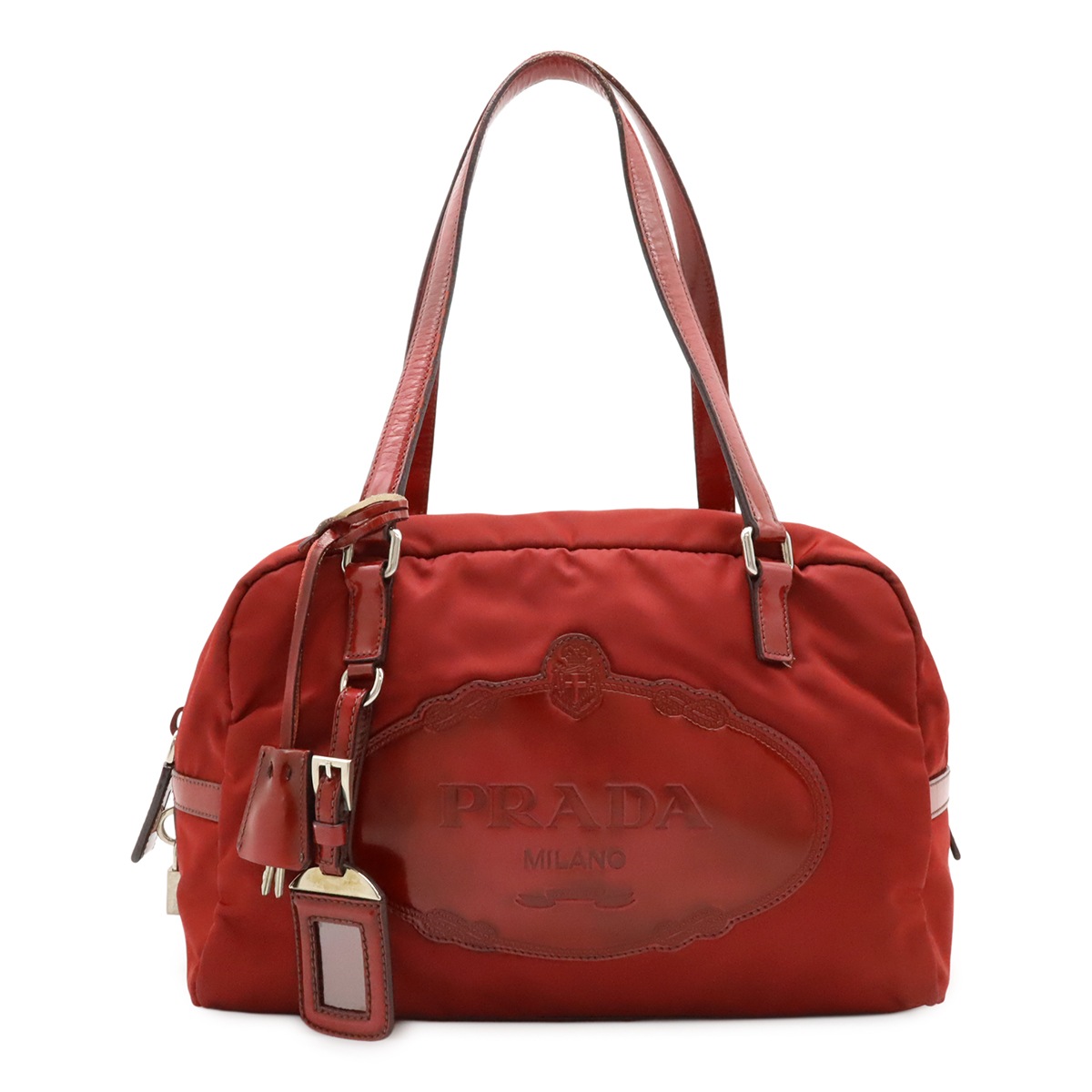 ロゴ ナイロン TESSUTO PRINT ショルダーバッグ 肩掛け ハンドバッグ ミニボストン レザー レッド 赤 BR315