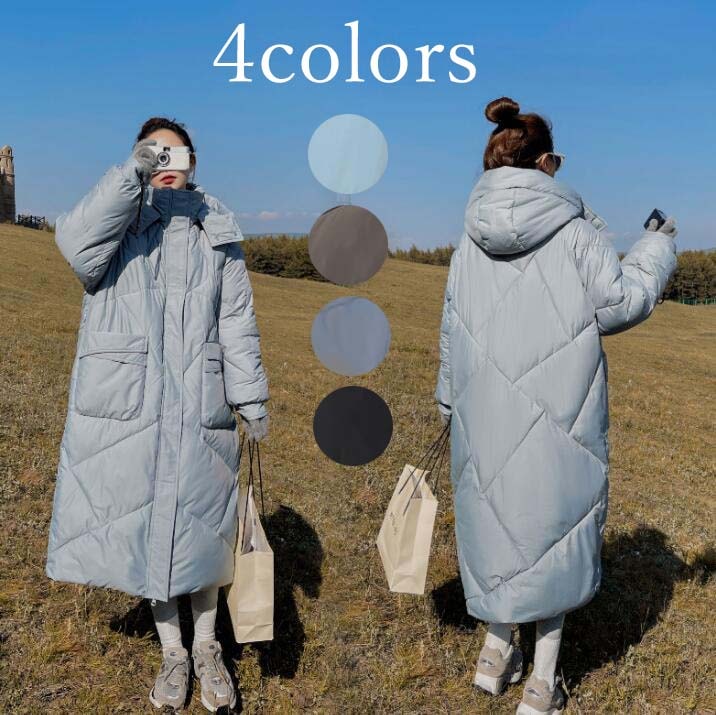 韓国風 ダウンコート 着痩せ ダウンジャケット 中綿コート レディース フード付き 中綿ジャケット 秋冬 きれいめ 上品 防寒着 シンプル コート 体型カバー アウター 通勤 ロング丈 厚手 OL ダ 5,006円