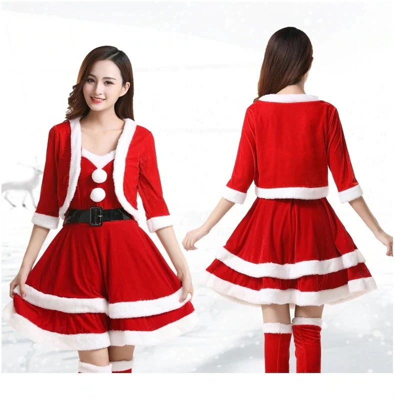 ゴールドベルベット 服 大人 服 サンタ 衣装 デート セットクリスマス 25大人気急速発送無料