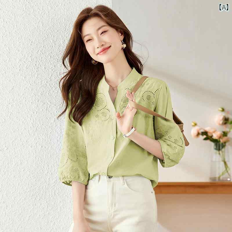 レディース トップス ファッション 上品 オフィス カジュアル 婦人服 おしゃれ シフォン シャツ 夏 ショート 体型カバー スリム