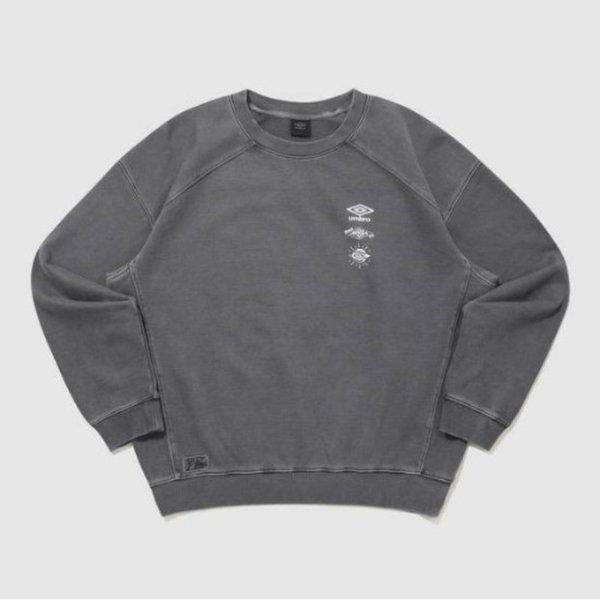 長袖Tシャツ KQF UQ121CFS11-DCH ウェイファインダー ガーメントダイイング スウェットシャツ / ダークチャコール