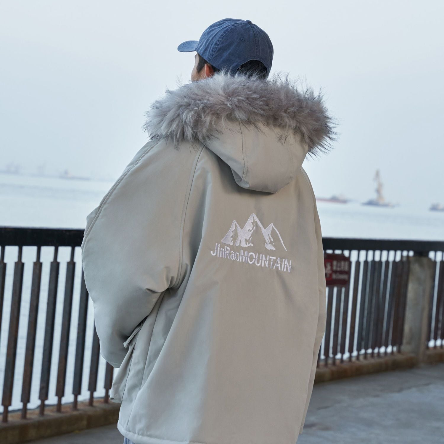 ファー襟コットンコートメンズ厚手暖かいジャケットハンサム雪山作業服綿服