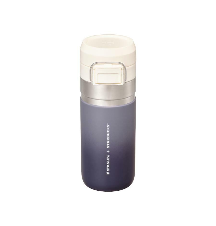 SS キャンパス グレー クイックゴー タンブラー 473ml 韓国スターバ グッズ 魔法瓶 ワンプッシュ 保温 保冷 ストラップ付き ステンレスボトル ワンタッチ