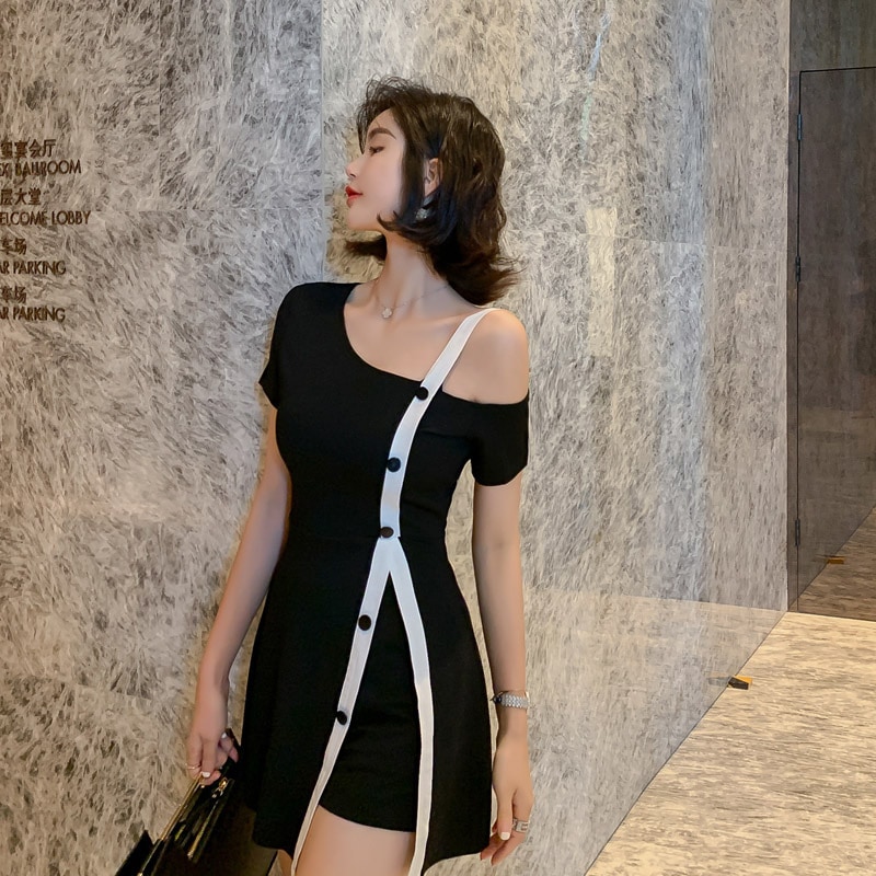 ワンピース ミニ ミニ丈 ショート ショート丈 袖あり 半袖 Uネック ワンショルダー かわいい 大人可愛い きれいめ シンプル カジュアル 大人 上品 おしゃれ お洒落 かっこいい 大人女子