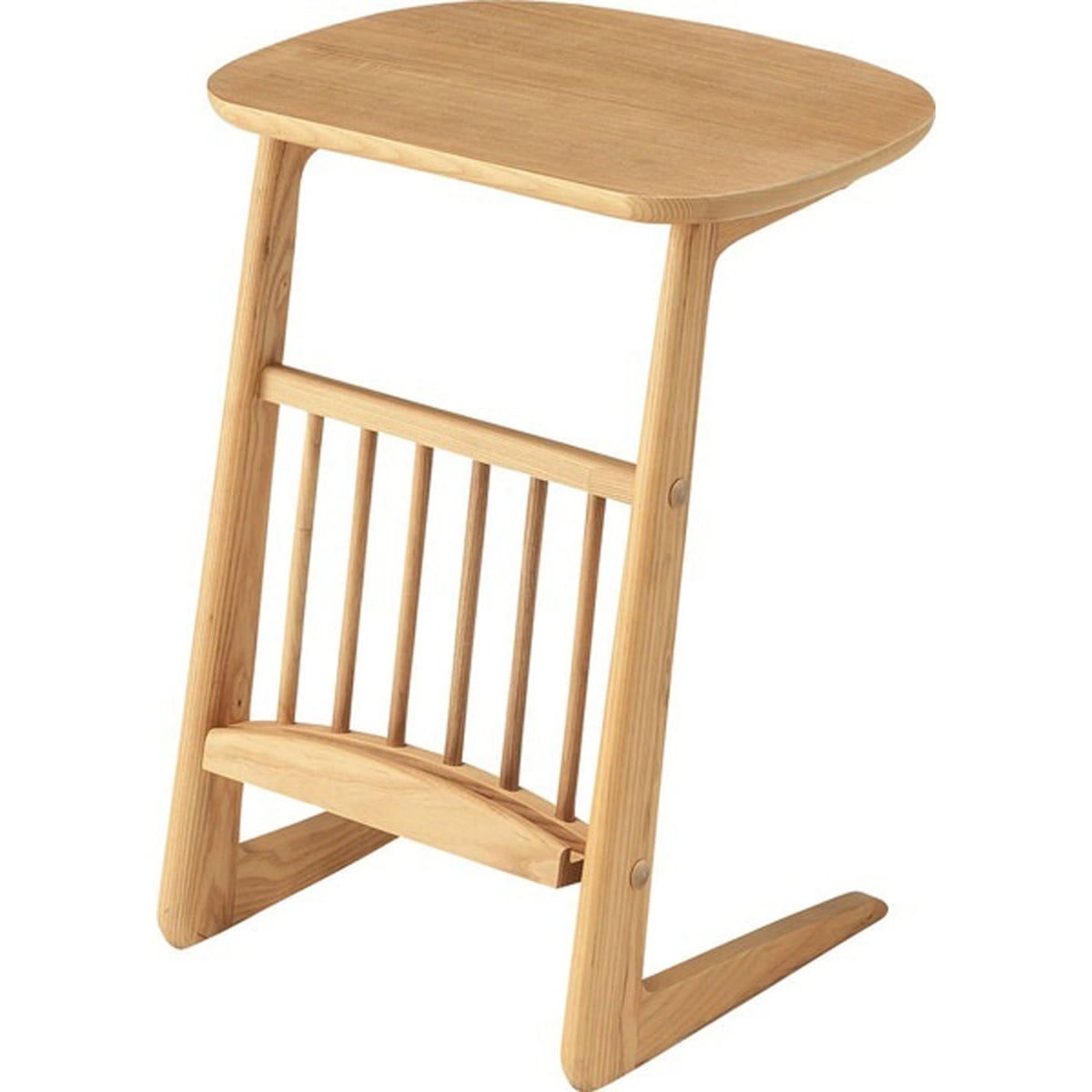 サイドテーブル 机 テーブル ベッド おしゃれ サイドラック ナイトテーブル カジュアル ソファサイド パソコン 寝室 リビング コの字型 ベッドサイドテーブル マガジンラック付き ナチュラル 北欧