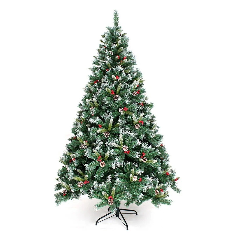 【3日出荷】超目玉新品 クリスマスツリー 松ぼっくり付き 雪化粧 150cm 高濃密度 赤い実付き 組立簡単 おしゃれ 北欧 クリスマス飾り/プレゼント クリスマスグッズ 商店 部屋