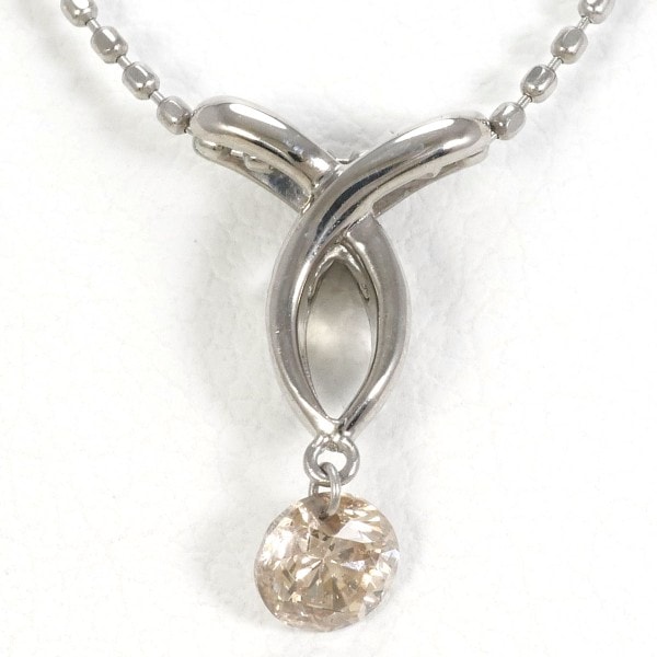 K18 18金 WG ホワイトゴールド ネックレス ブラウンダイヤ 0.20 ジュエリー 中古