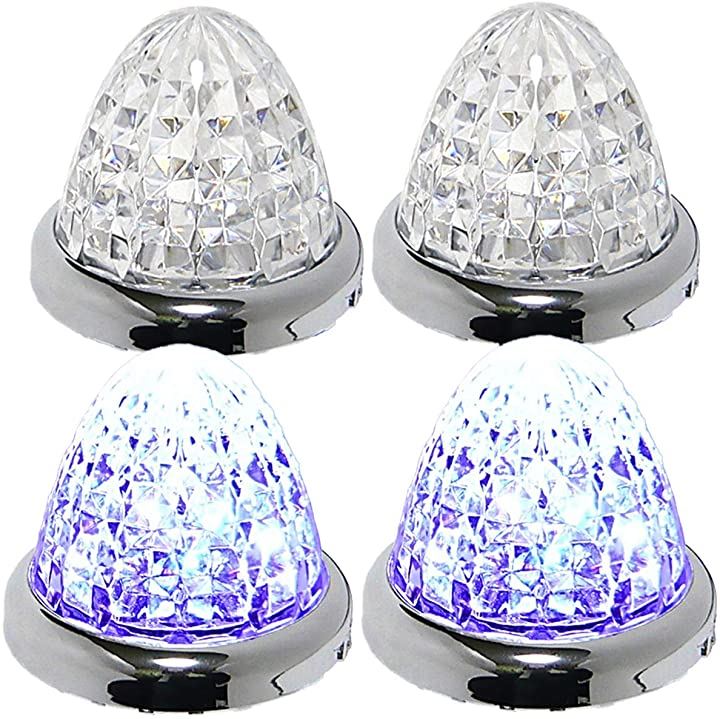 24V トラック用 LED マーカーランプ サイド 8面クリスタルカット仕様 16LED メッキリン