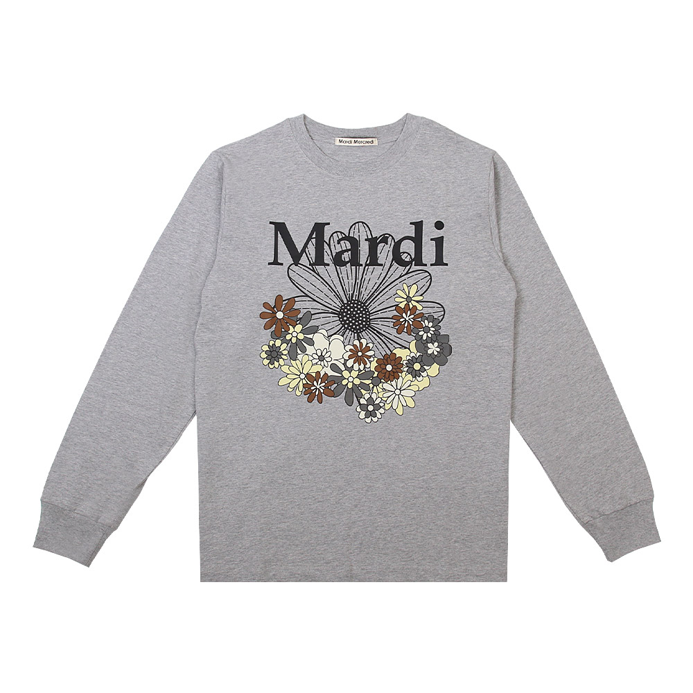 TSHIRT LONG SLEEVE FLOWERMARDI JARDIN GREY BLACK 長袖 レディース 韓国 ファッション アパレル