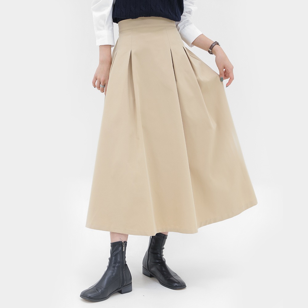 Flared Banded Waist Long Skirt / ORVSK9W04M
