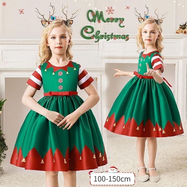 短纳期クリスマス 衣装 子供 子供ドレス Christmas コスプレ 可愛い コスチューム ワンピース コスプレ衣装 ドレス サンタ 衣装 女子 お姫様 110cm 130cm 140cm 150c
