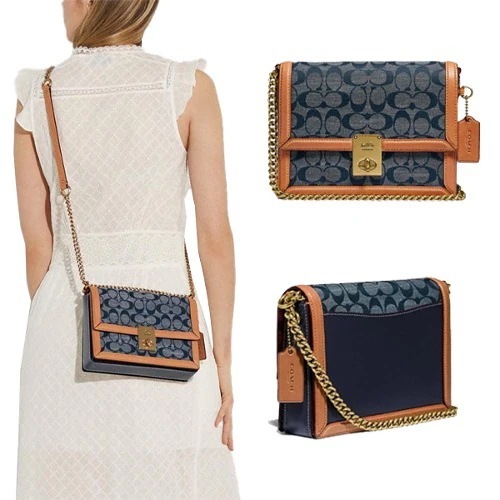 HUTTON SHOULDER BAG IN SIGNATURE CHAMBRAY C3696