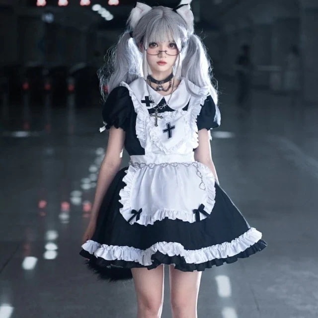 今年 短纳期 5点 セットアップ ワンピース カチューシャ付き ハロウィン 大人 仮装 コスチューム服 衣装 ガーリー 甘め 学園祭 文化祭 ファッション系 レディース セクシー型 ブラックスリーブ