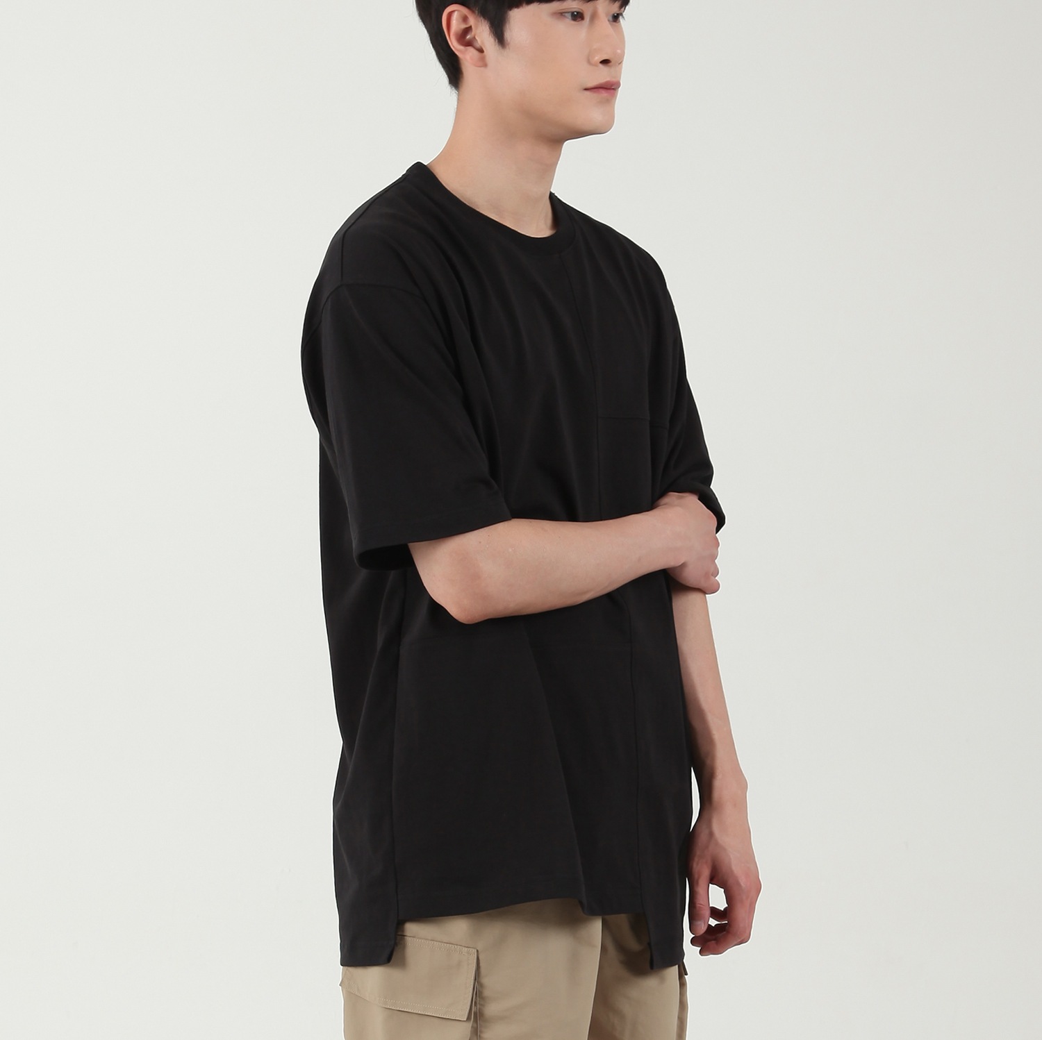 UNBALANCE BLOCK T-SHIRT_BLACK 韓国半袖Tシャツ