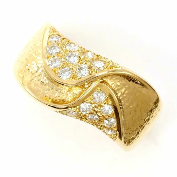 K18 18金 YG リング 指輪 11.5号 ダイヤ 0.30 カード鑑別書 ジュエリー 中古