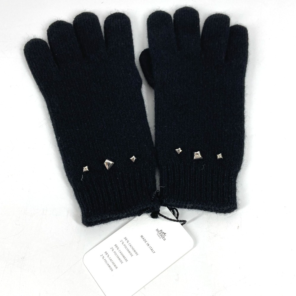 手袋 スタッズ メドール アクセサリー グローブ カシミヤ ブラック