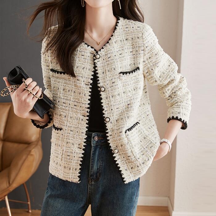 アウター コート ジャケット ツイード ノーカラー レディース エレガント きれいめ カジュアル 大人 可愛い フェミニン おしゃれ 体型カバー ゆったり シンプル セレモニー お呼ばれ オケージョン