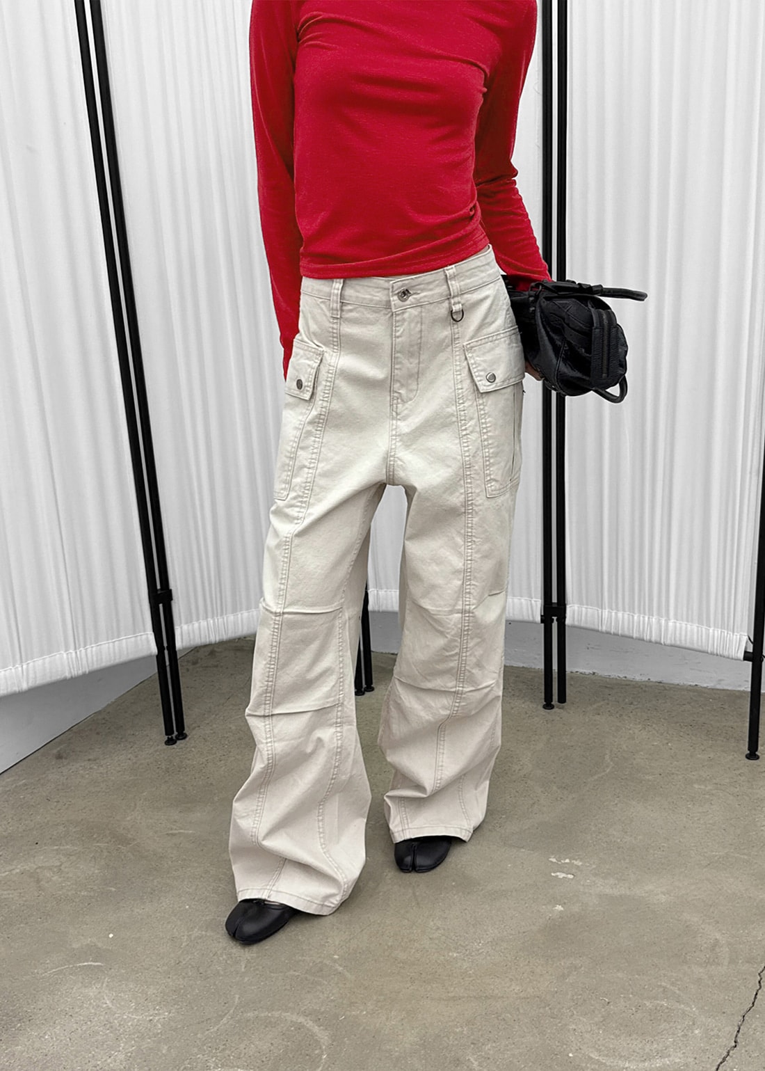 (UNISEX) アーバンウォッシングカットアウトワイドカーゴパンツ