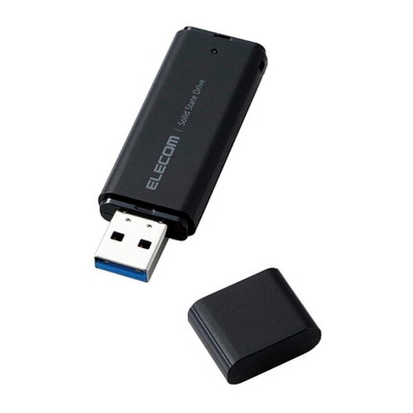 ESD-EMC2000GBK ブラック [SSD 外付け (2TB USB3.2 Gen1 読出最大400MB/秒 超小型 USBメモリ型 ポータブル キャップ式)] メーカー直送