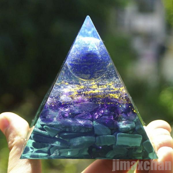 早いもの胜ち オルゴナイト ラピスラズリ 球体 6cm オーシャン 金箔 ストーン チャクラ 幸運 パワー 石 有機物 無機物 ピラミッド 三角 三角形 樹脂 パワ&minus ストーン