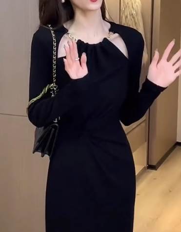 ドレス ワンピース スリップドレス ウェディング パーティー 結婚式 二次会 披露宴 演奏会 発表会 ステージ 舞台 フォーマル キャバ ダンス 衣装 クラブ イベント 膝下 ミモレ 長袖 タイト ス