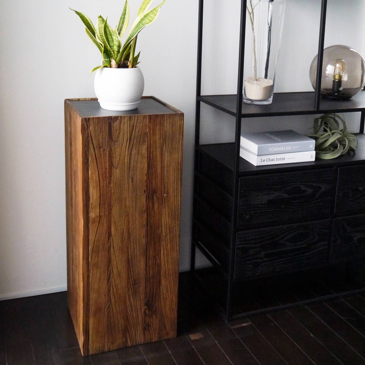 サイドテーブル 北欧 木製 コンソールテーブル 高さ85cm インテリア テーブル ナイトテーブル ディスプレイ 飾り アート 台 正方形 スクエア 四角 玄関 リビング 店舗 ショップ