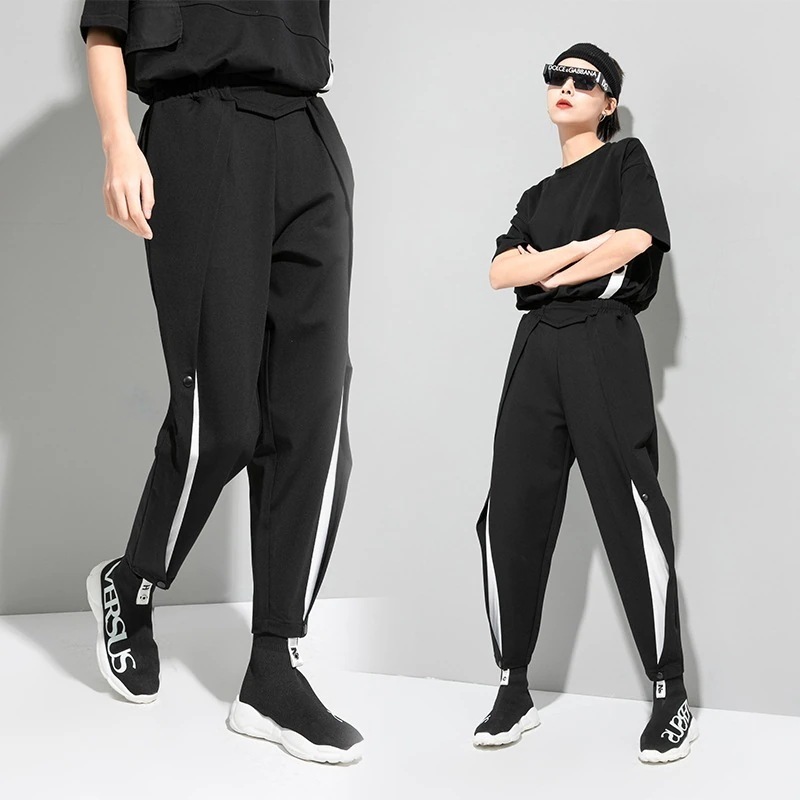 スラックスパンツ秋夏の新型欧米レディース九分パンツ ハーレムパンツ ドローストリングパンツSWF385