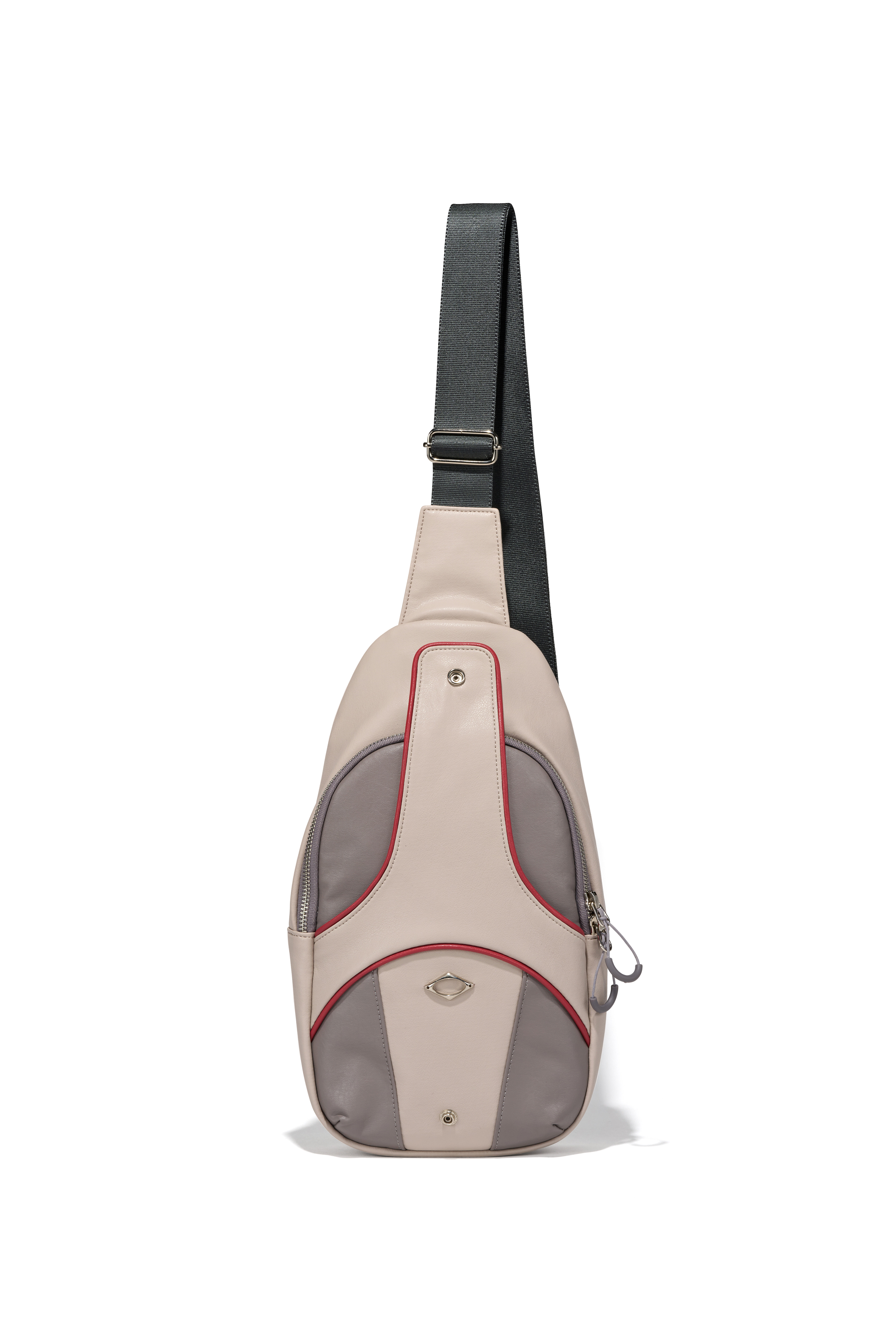 ショルダーバッグ・ポシェット MISCHIEF FOLDABLE LEATHER SLING BAG PINK BEIGE/PURPLE GREY MISCHIEF】 FOLDABLE LEATHER SLING BAG : PINK BEIGE/PURPLE