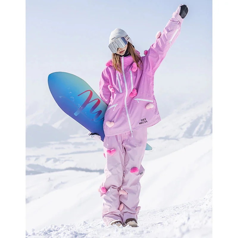 韓国風 スノーボードウェア ジャケットトップス ロングパンツ アウタースノーウェア スノボウェア 上下セット ２点セット 無地 防風 防水 男女兼用