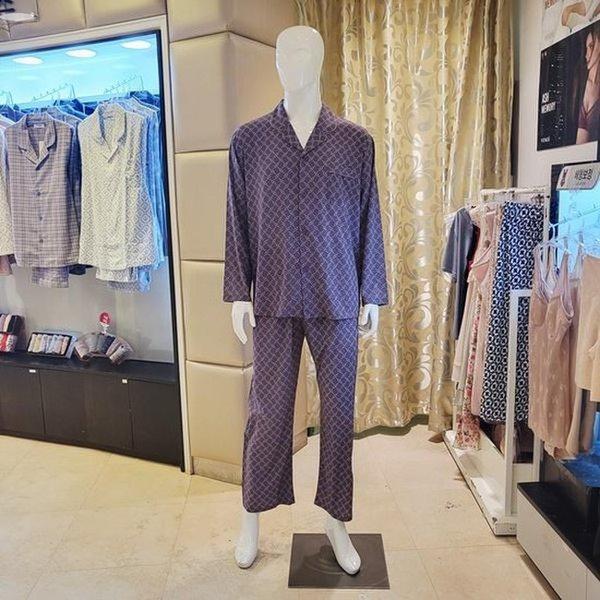 VPA4551M_高級超軽量チェーン捺染男性パジャマ