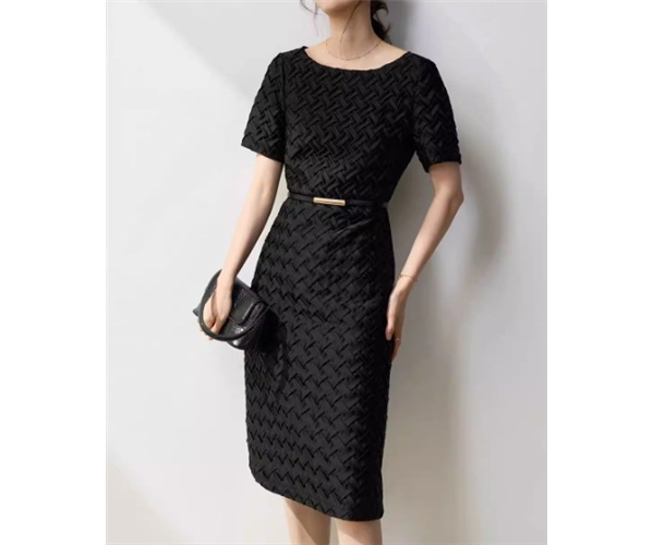 レディース ワンピース ドレス 膝丈 半袖 ラウンドネック ウエストマーク 大人可愛い きれいめ シンプル 上品 おしゃれ レトロ こなれ感 クール エレガント ナチュラル 知的 清潔感 シック