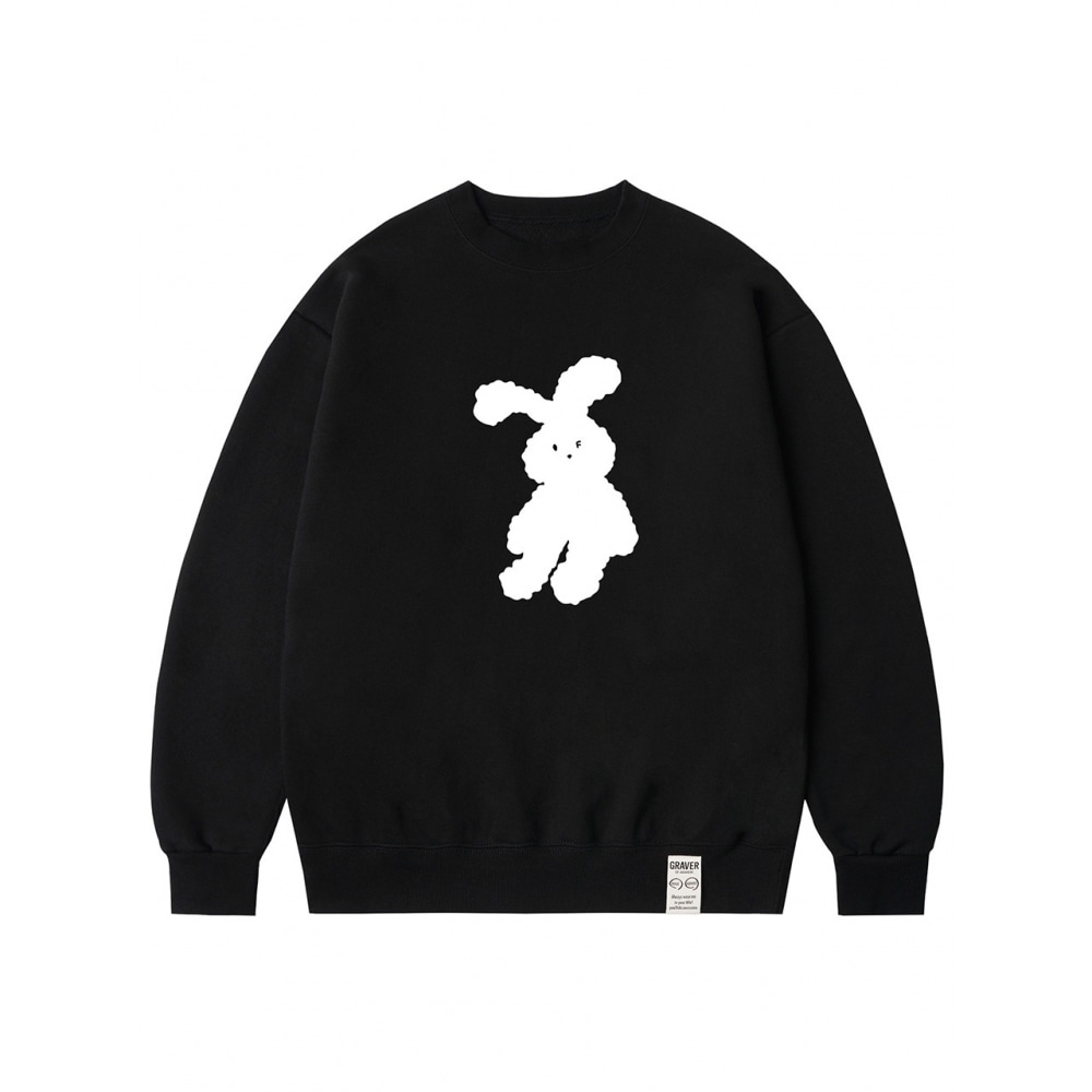 グレイバービッグラビットスウェットシャツブラック
