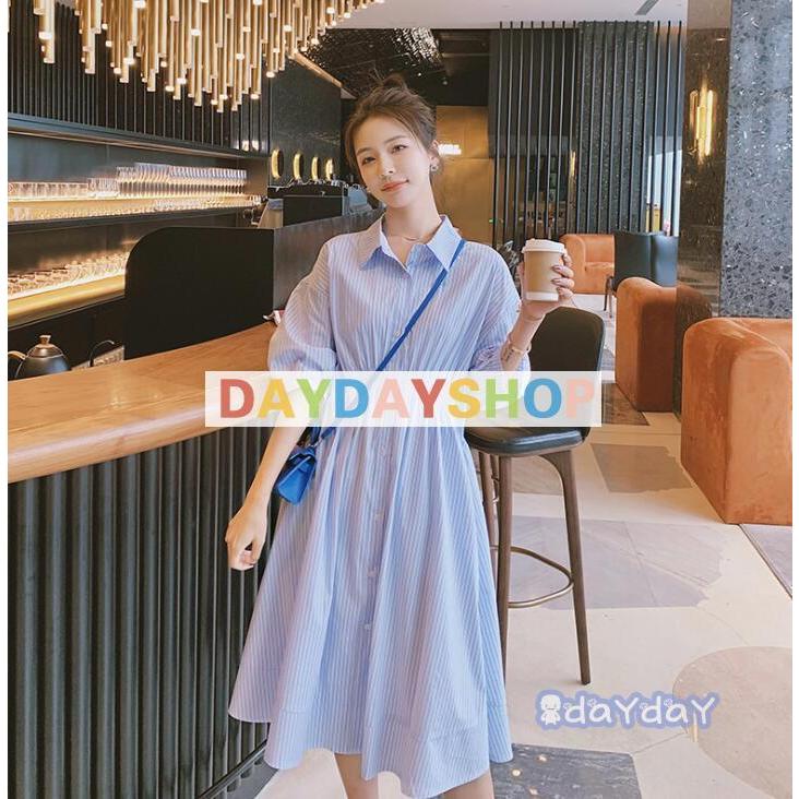 ワンピース レディース シャツワンピース 半袖 膝丈 ワンピ ロングシャツ ストライプ チュニック 体型カバー きれいめ オシャレ 上品 通勤