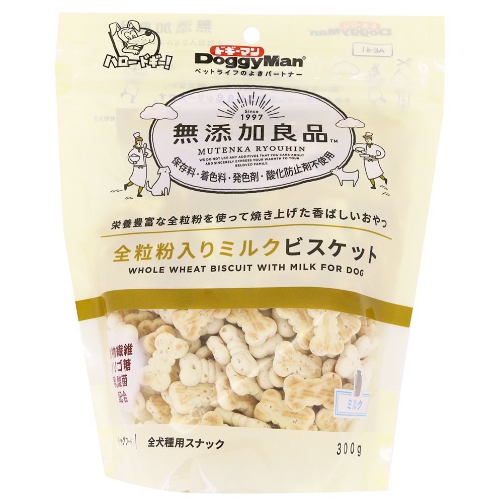 （まとめ買い）無添加良品 全粒粉入りミルクビスケット300g 犬用おやつ [x12]