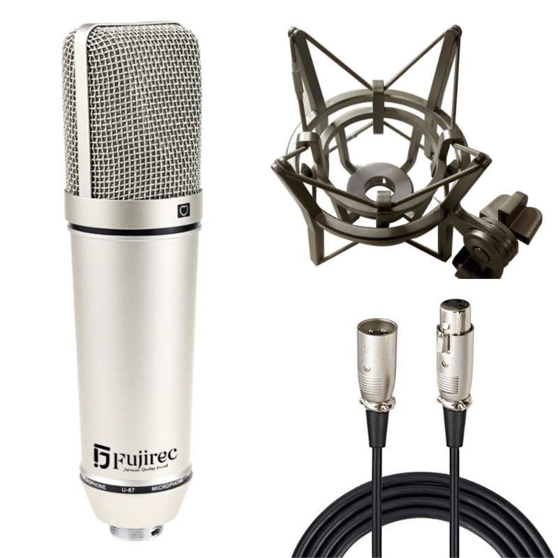 コンデンサーマイク MICU87 レコーディング対応 大型ダイアフラム ショックマウント XLR 単一指向性 有線 ナレーション カラオケ 実況 録音 生放送 YouTube