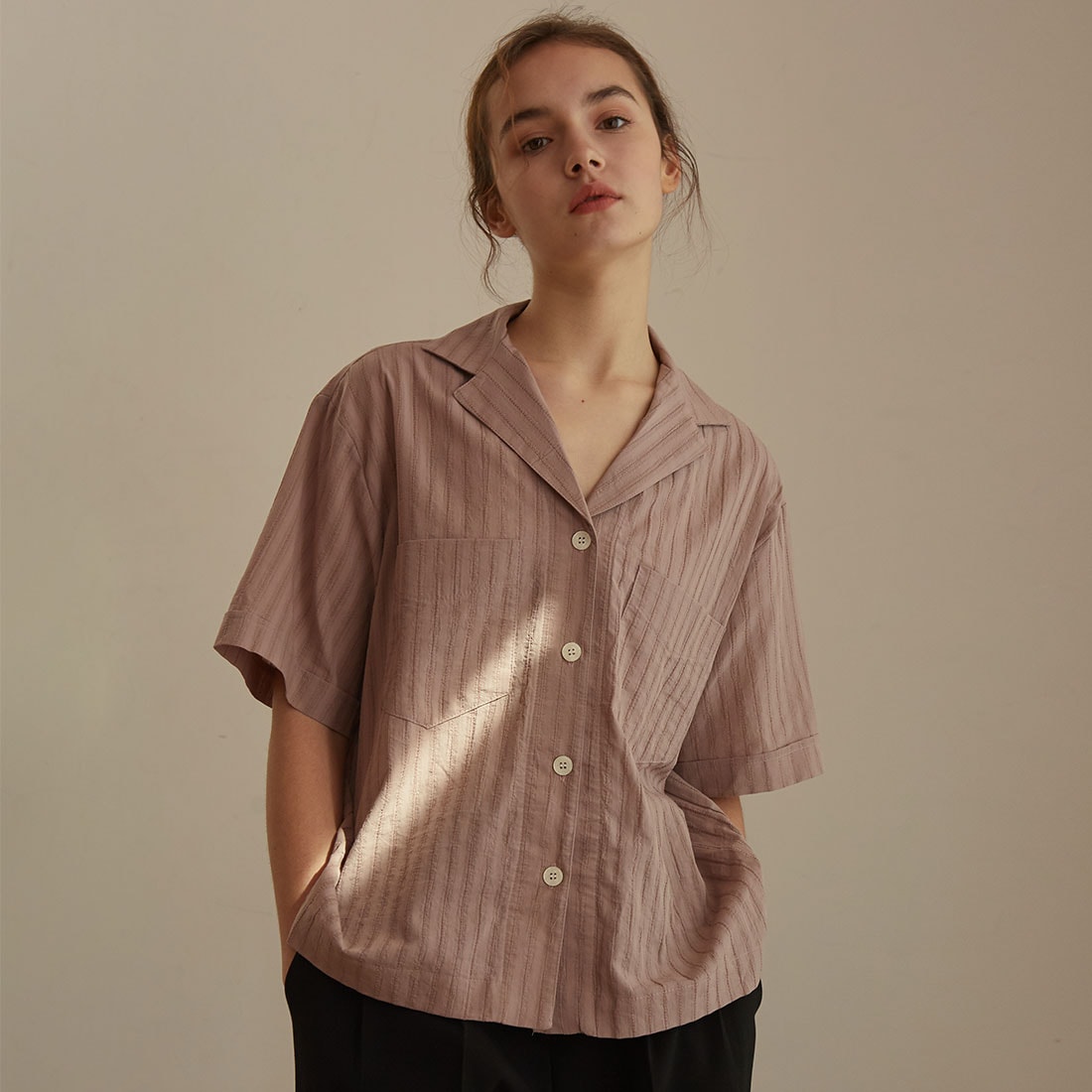STICH POCKET SHIRTS_DEEP PINK