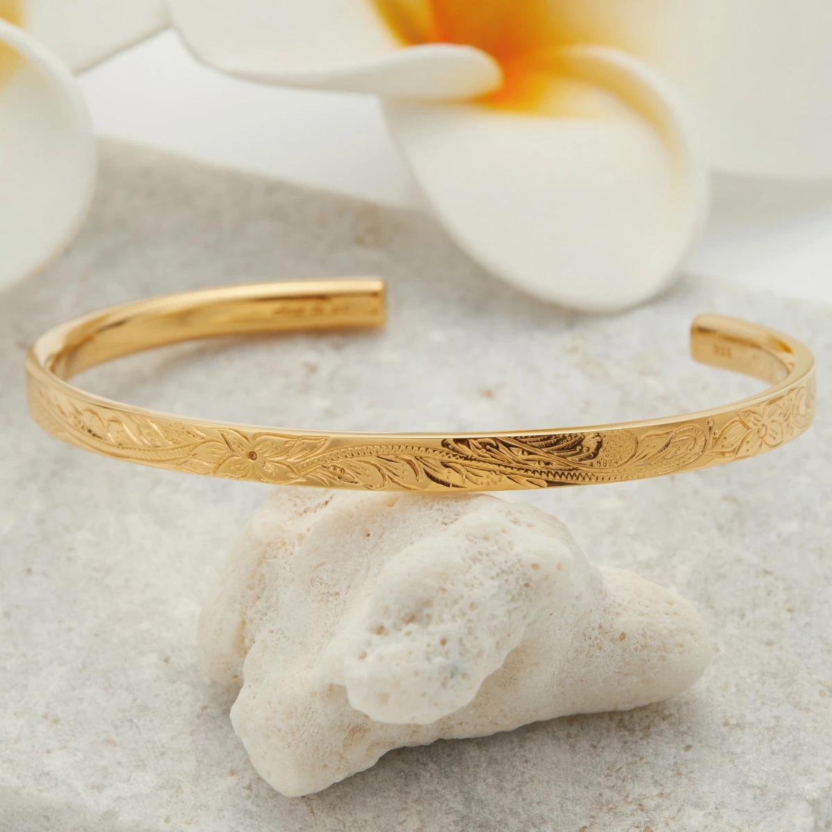 バングル メンズ シルバー925 K23RGP ハワイアンジュエリー Mサイズ プルメリア 波