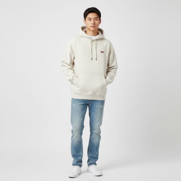 スモールツイッチ ロゴ フード付きTシャツ オートミール