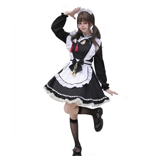 [RPFLQ] メイド服 コスプレ ハロウィン 仮装 ロリータ ロリ 蝶結ぶ 胸空き コスチューム レディース エプロン 衣装 長袖 半袖 フリル 可愛い 萌え 撮影 学園祭 イベント 活動 ヘアバン 5,006円